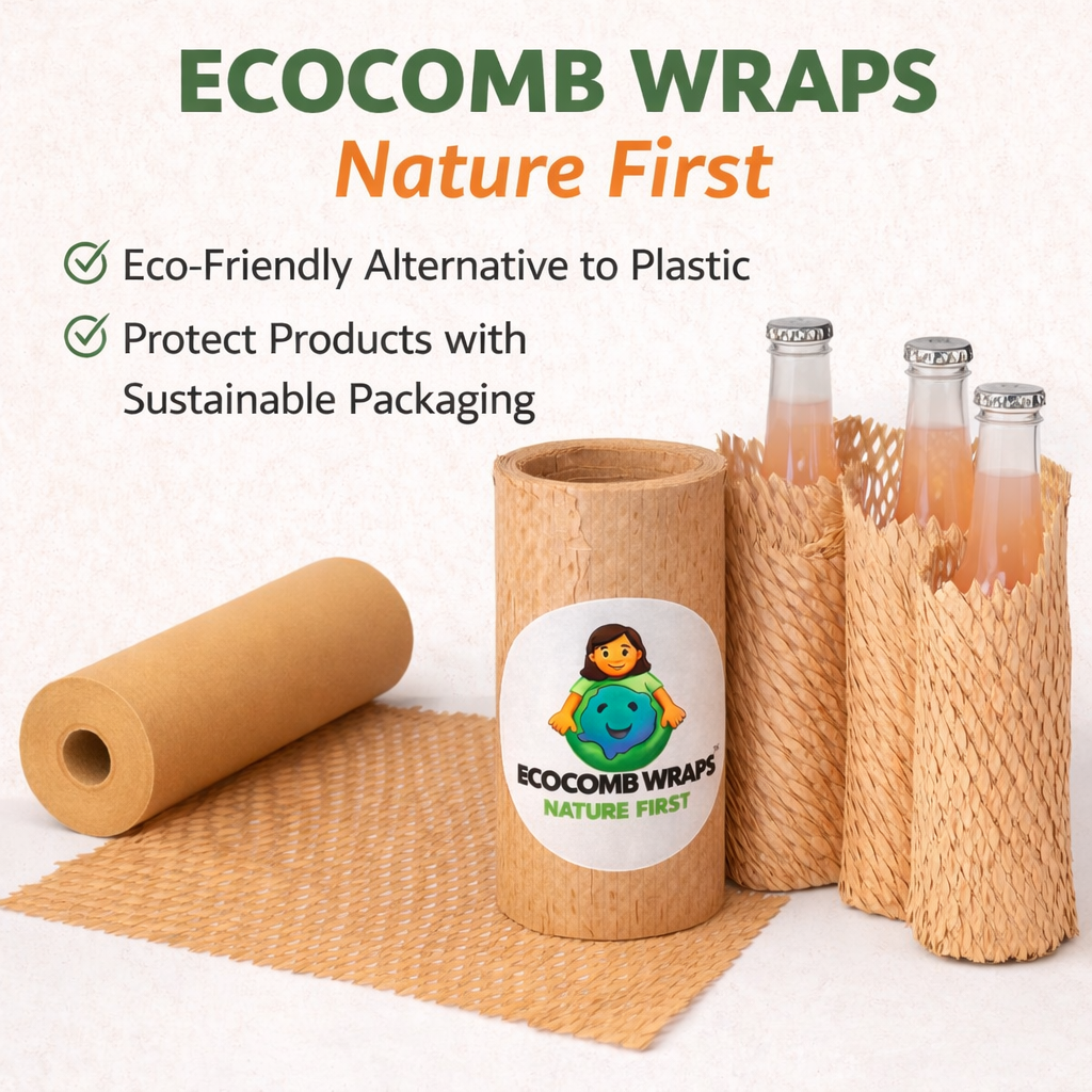 EcoComb Wraps Honeycomb Paper Wrap Roll | Eco-Friendly Bubble Wrap Alternative for Fragile Packaging | Brown Paper Roll 15"