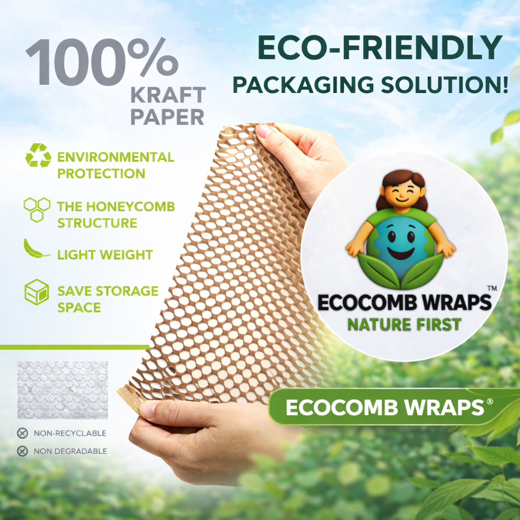 EcoComb Wraps Honeycomb Paper Wrap Roll | Eco-Friendly Bubble Wrap Alt ...