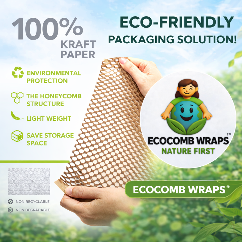 EcoComb Wraps Honeycomb Paper Wrap Roll | Eco-Friendly Bubble Wrap Alt ...