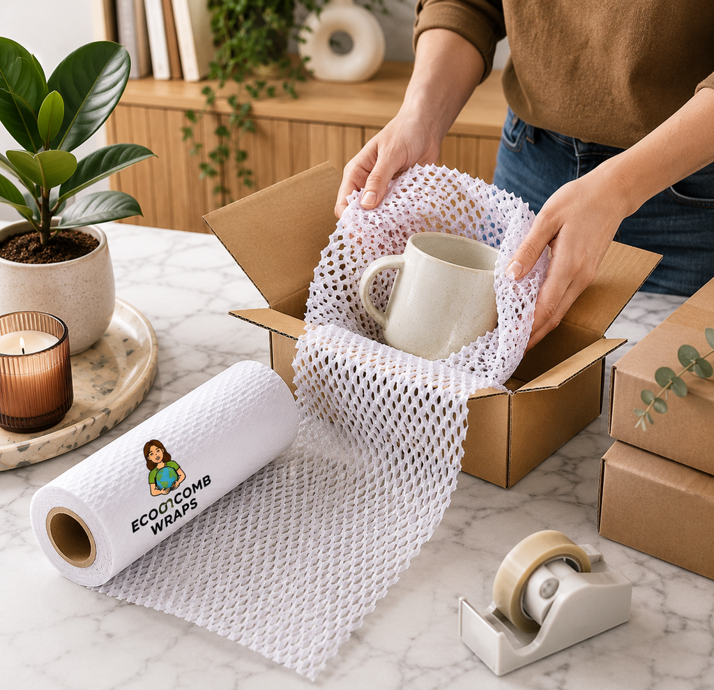 Ecocomb White Honeycomb Paper Wrap | Eco-Friendly Protective Packaging Combo Pack Of 3